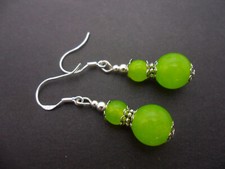 A PAIR OF DANGLY JADE BEAD