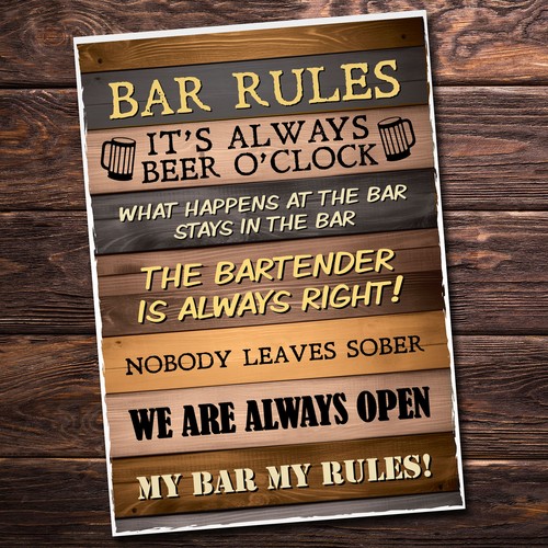 Bar rules sign for home - rules,