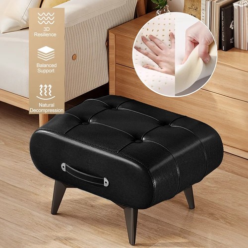Square leather footstool - square,