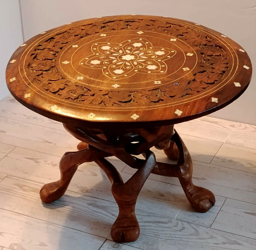 Wooden indian carved - indian, table