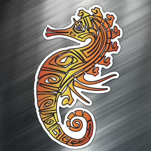 One tribal seahorse decal - tribal,
