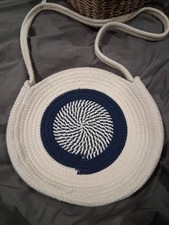 Joules Women's Rope Round Shoulder Crossbody Bag Navy Blue And White