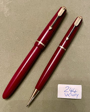 Vintage Parker Duofold fountain pen & mechanical pencil set, burgundy Gold trim 