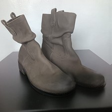 White Stuff Boots Ladies Size 8 Grey Leather Slouchy Boots Distressed  8/42