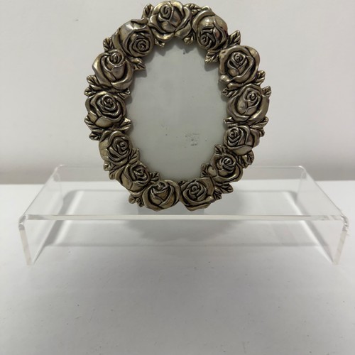 Small vintage pewter - oval, rose
