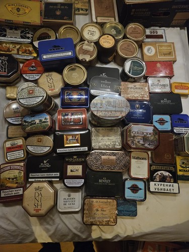 Pipe tobacco empty tin can - tobacco,