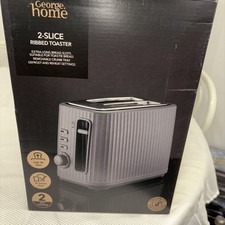 George Home Grey Ribbed 2 XL Slice Toaster