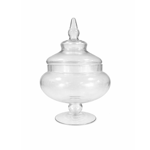 Clear glass apothecary jar - apothecary,