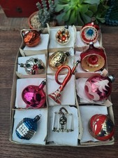 VINTAGE CHRISTMAS BAUBLES MERCURY GLASS RARE TRUMPET ATOMIC SPUTNIK GABLONZ