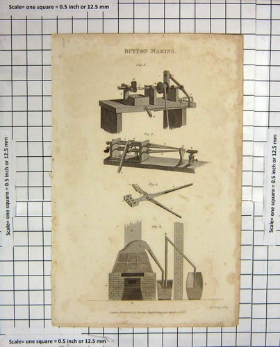 Old antique print 1827 button - 1827,