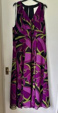 J TAYLOR @ Debenhams ~ PURPLE BLACK & GREEN PRINT LONG DRESS ~ SIZE 20