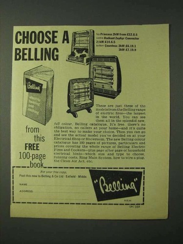 1960 belling electric fires - 1960,