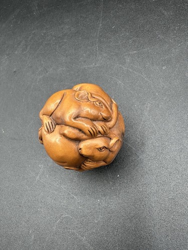 Hand carved boxwood sphere - carved,