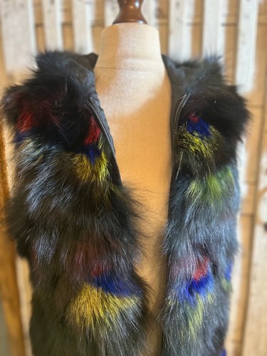 Black multi coloured fox - , fur