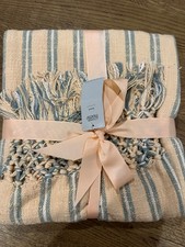 New Striped Macrame Cotton Striped Throw / Blanket 150 X 120 Cm Home peach/Grey