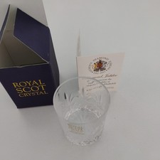 Crystal Glass Small Tumbler Shot Glass Gold Crest Diamond Jubilee. Royal Scot