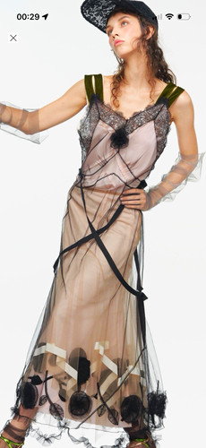 Zara sheer lace trim maxi - trim,