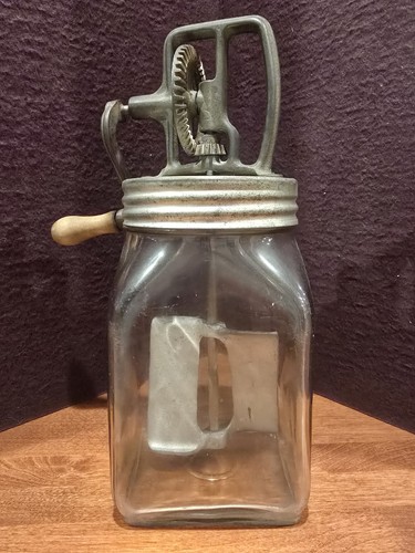 Antique square jar butter - antique,