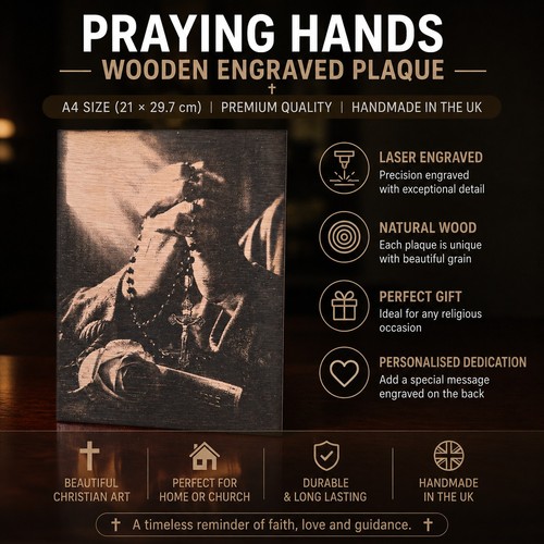 Praying hands wooden engraved - wooden,