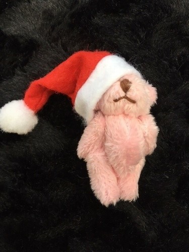 Miniature pink santa teddy - miniature,