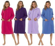 Zip Fleece Dressing Gown Undercover Ladies Zipper Front Robe Nightwear