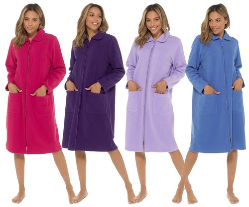 Zip fleece dressing gown - zip,