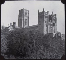 Glass Magic Lantern Slide DURHAM CATHEDRAL EXTERIOR NO2 C1910 PHOTO .. UK