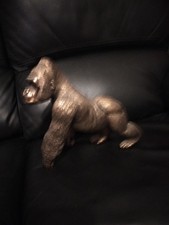 Bronze Coloured Resin Gorilla Ornament Animal Figurine Statue Sculpture