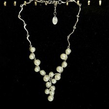 Julian Macdonald Silver Toned Faux Pearl Statement Necklace.