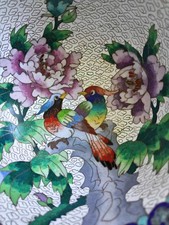 Antique Chinese Cloisonne Bowl Blossoms and birds