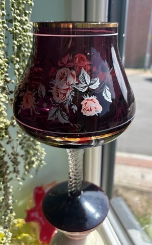 Vintage amethyst glass vase - amethyst,