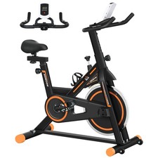 HOMCOM Indoor Cycling Bike w/ LCD, Heart Rate Sensor, Orange, Refurbished