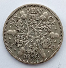 1936 GEORGE V SILVER SIXPENCE