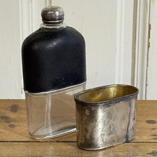 Vintage Glass Hip Flask With