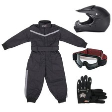 ZORAX ZOR-X15 Kids Matt Black Motocross Helmets Child Racing Suit Goggles Gloves