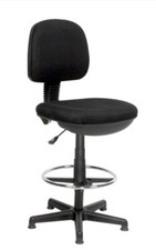 Draughtsman Tall Office Computer Chair Counter Height Black Fabric VAT Invoice