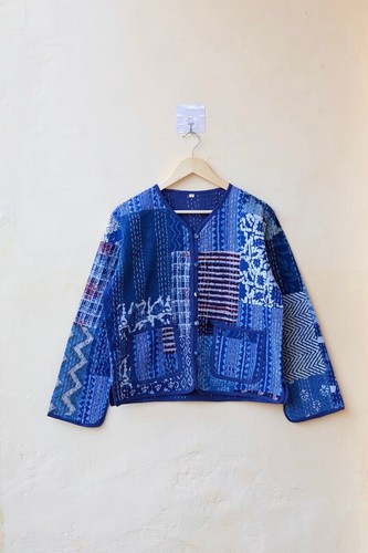 Blue quilted cotton - blue,