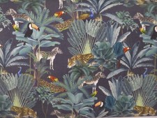 TROPICAL JUNGLE DESIGN Cotton Fabric - Crafts Cushions Dressmaking in 3 COLOURS