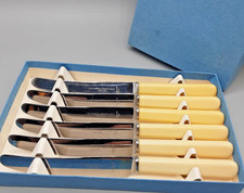 Vintage Lee & Wigfull Sheffield Stainless Tea Knives Cream Bakelite? Handles