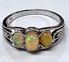 Silver Ring with Fire Opals / Size T / 3.3 g