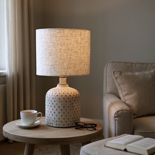 Stylish cream cement table - cement,