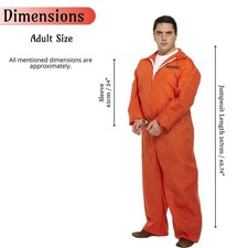 Adults Orange Prisoner Jumpsuit & Hand Cuffs Set - Inmate Fancy Dress Costume
