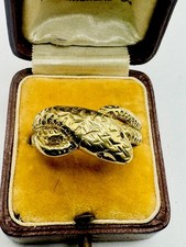 9ct gold snake ring vintage gold snake ring ruby eyes fully Hallmarked Sz Y