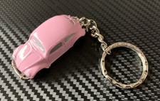 VINTAGE METAL VOLKSWAGEN BEETLE KERICO CLASSIC CAR MODEL KEYRING - PINK