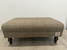 Harris Tweed Large Fabric Herringbone Chesterfield style Footstool 