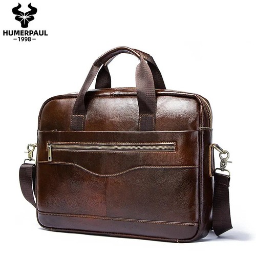 Genuine leather mens briefcase - leather,