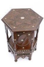 Large Antique Table Middle Eastern Moorish Moroccan Damascus Mother of Pearl