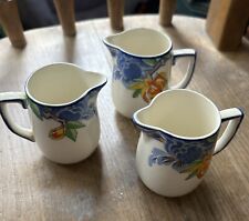 Three Individual Milk Jugs  Langtrey Pattern  Corona Ware By S. Hancock & Sons