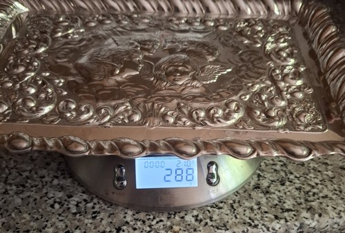 Silver cherub tray - silver, 288gms