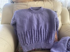 Hand knitted new children's Lavender Aran Jumper chest 22